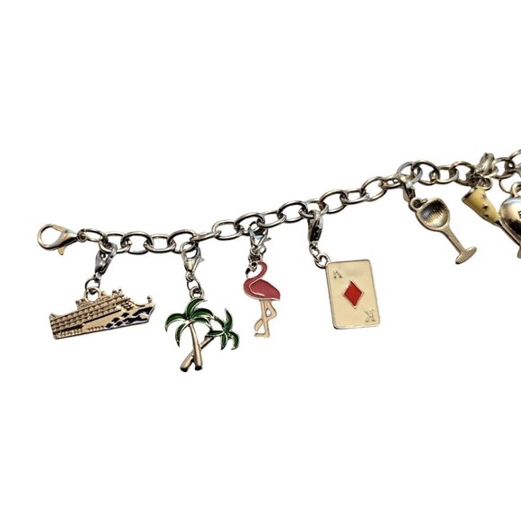 EFFY Bracelet and 12 Charms Princess Cruise Collectable Beach Caribbean Fun 8.5" - Picture 3 of 5
